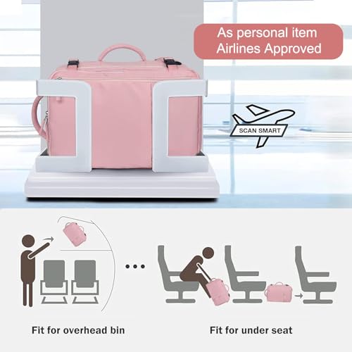 Hanples Carry on Travel Backpack for Women, Large 40L Personal Item Luggage Backpack,17inch Laptop Backpack TSA Flight Approved, Travel Essentials Casual Daypack with 2 Toiletry Bags (Pink) - Image 4