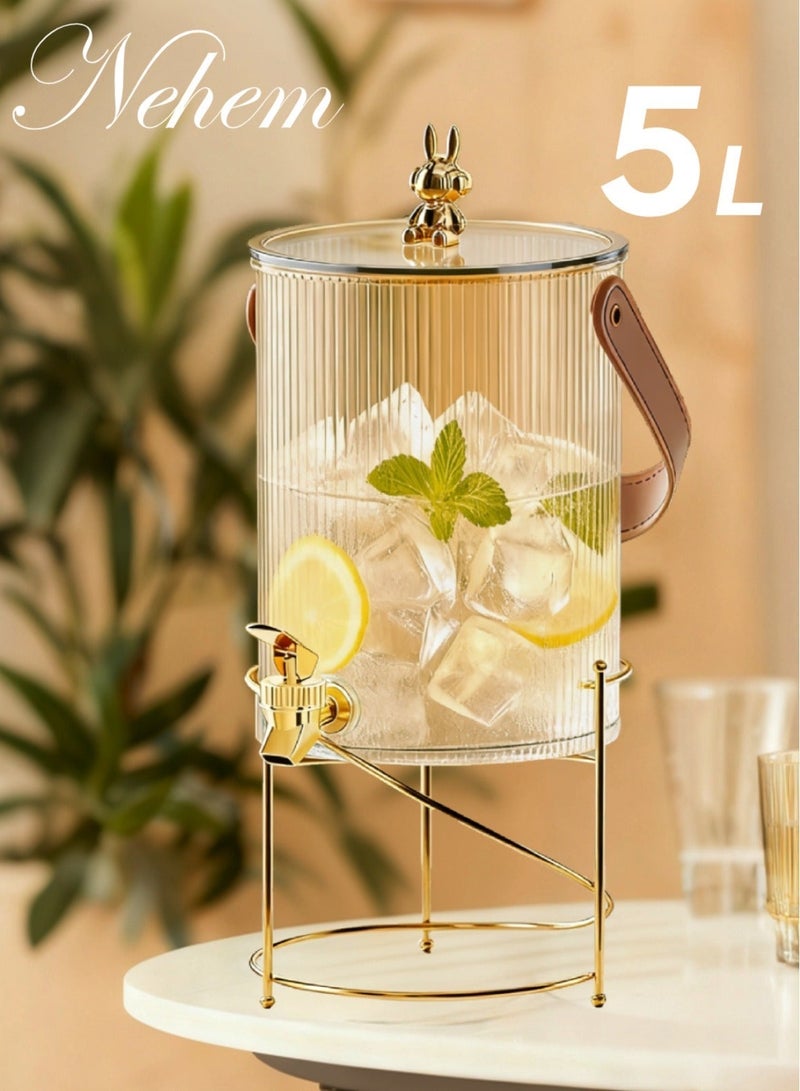 nehem (5L+3.5L) 2-piece set juice jar Beverage Dispenser & Juice Jug with Easy-Flow Tap - for Water, Lemonade, Iced Tea, Cold Brew Coffee | Portable for Parties, Picnics, Camping, Home Use - Image 2