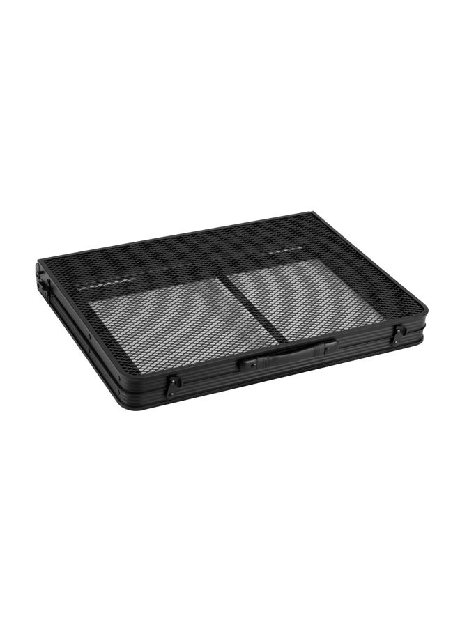 لوازم طاولة نزهة قابلة للطي بارتفاع قابل للتعديل - 90×60 سم - طاولة شواء بسطحين أحدهما بتصميم خشبي والآخر شبكي، مع هيكل من الألمنيوم ومقبض حمل - مناسبة للشواء، التخييم، أو الطهي في الهواء الطلق - Image 5