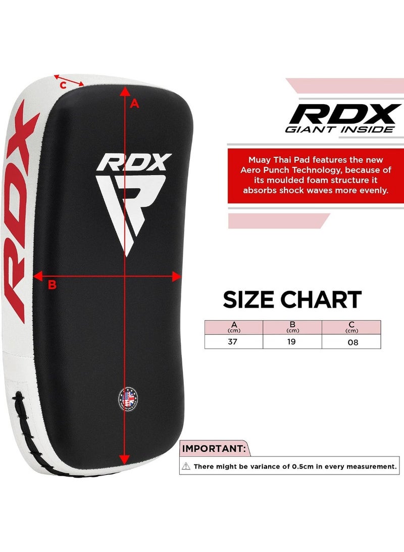 RDX Muay Thai Pad for Training - Curved Kickboxing Strike Shield for MMA, Karate, Taekwondo |White/Black (APR-T1W) - Image 3