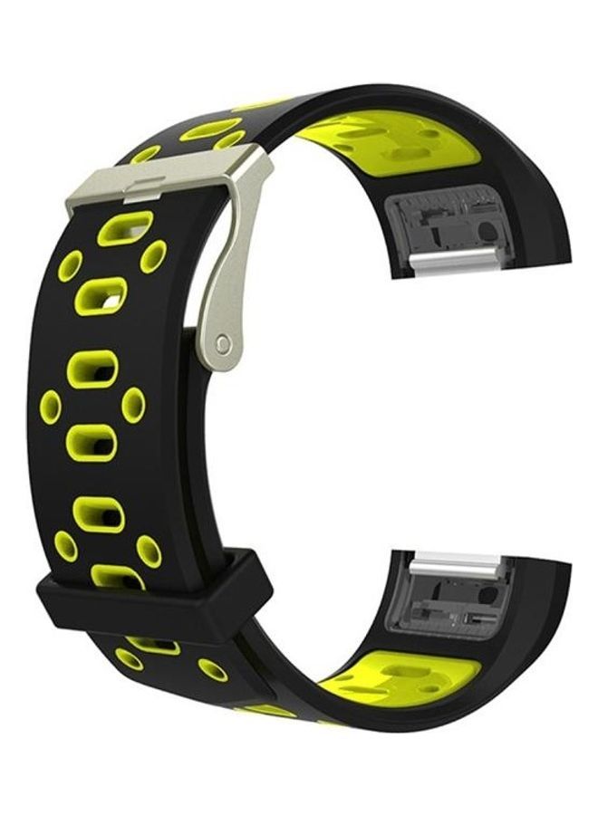 NIBEMINENT Round Hole Silicone Replacement Wrist Strap Watchband with Buckle For Fitbit Charge 2 Black - Image 1