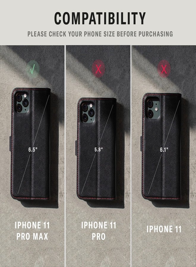 TORRO Cell Phone Case Compatible with Apple iPhone 11 Pro Max Genuine Quality Leather Flip Cover with [Card Slots] [Horizontal Viewing Stand] [Durable Frame] 6.5 Inch 2019 Release (Black) - Image 3
