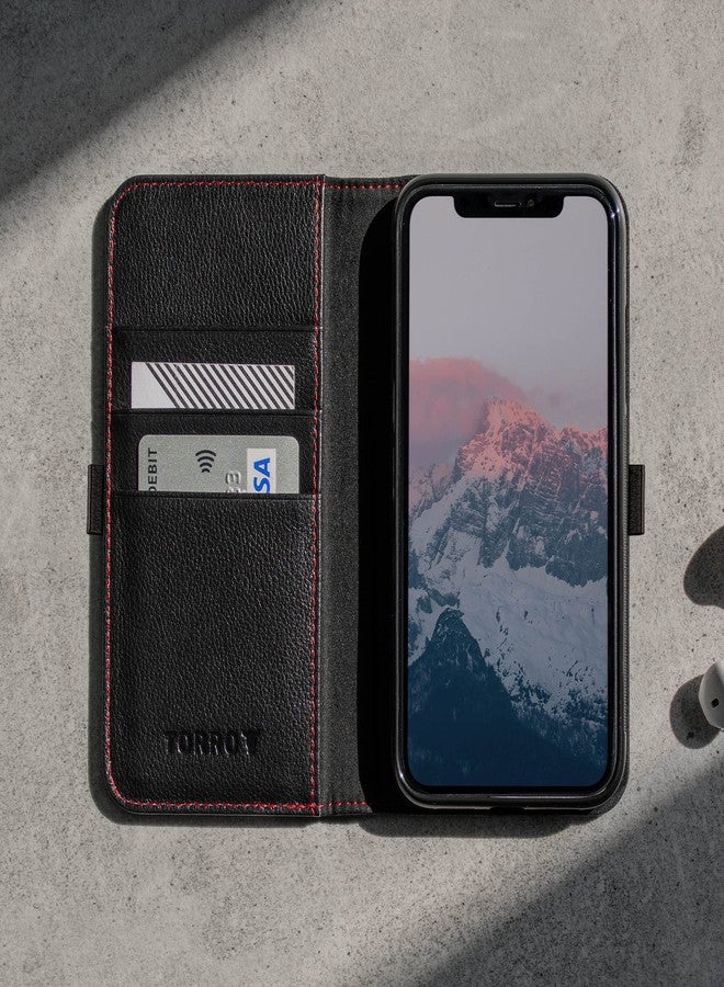 TORRO Cell Phone Case Compatible with Apple iPhone 11 Pro Max Genuine Quality Leather Flip Cover with [Card Slots] [Horizontal Viewing Stand] [Durable Frame] 6.5 Inch 2019 Release (Black) - Image 5
