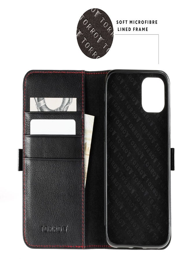 TORRO Cell Phone Case Compatible with Apple iPhone 11 Pro Max Genuine Quality Leather Flip Cover with [Card Slots] [Horizontal Viewing Stand] [Durable Frame] 6.5 Inch 2019 Release (Black) - Image 2