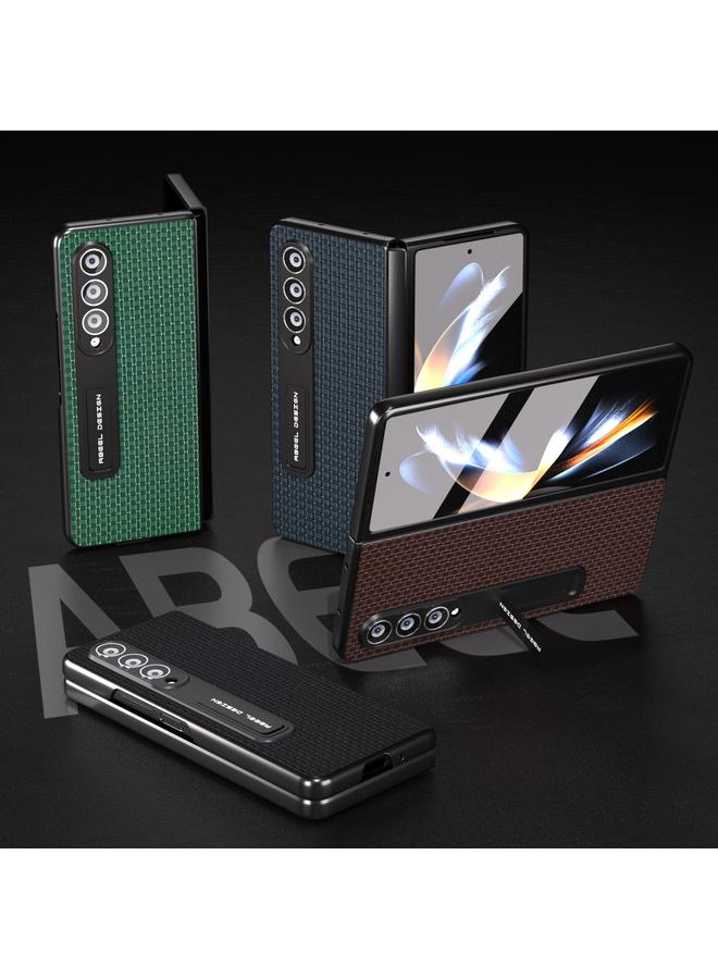 S-TOP Case For Samsung Galaxy Z Fold3 5G Integrated Genuine Leather Luxury Series Phone Case with Holder - Image 5