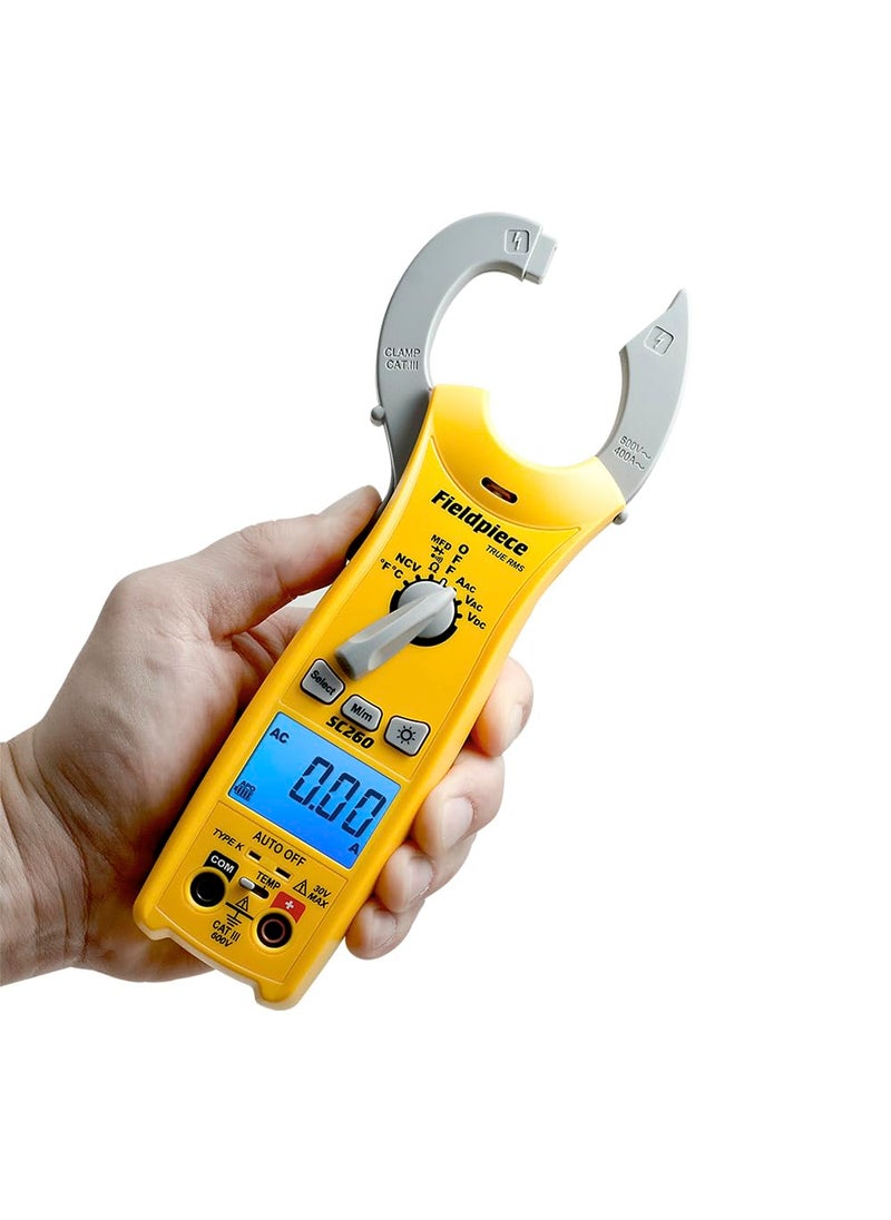 Fieldpiece Fieldpiece Compact HVACR Clamp Multimeter SC260 – True RMS Clamp Meter with Temperature, Capacitance & Backlight  - Image 1