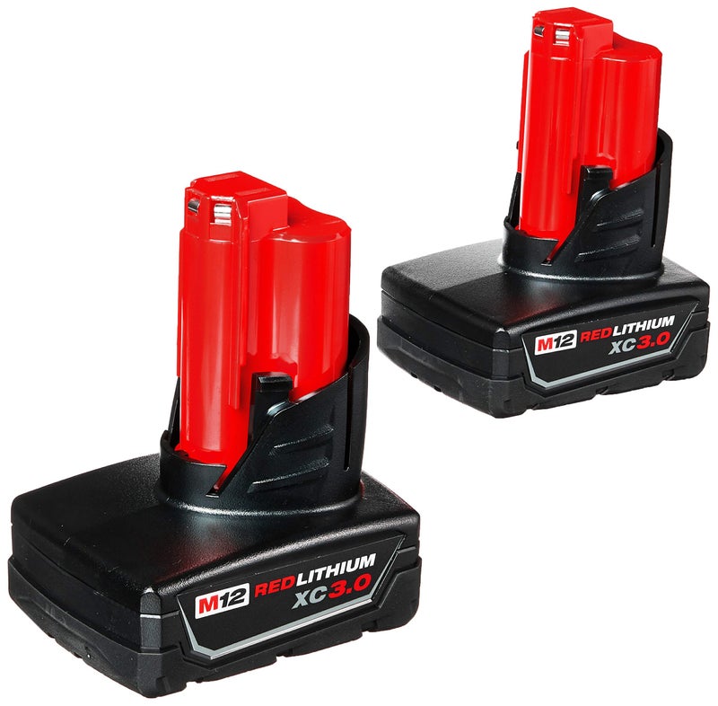 Milwaukee 48-11-2412 Twin Pack of 3.0 Amp Hour Extended Capacity 12V Lithium Ion Batteries - Image 1