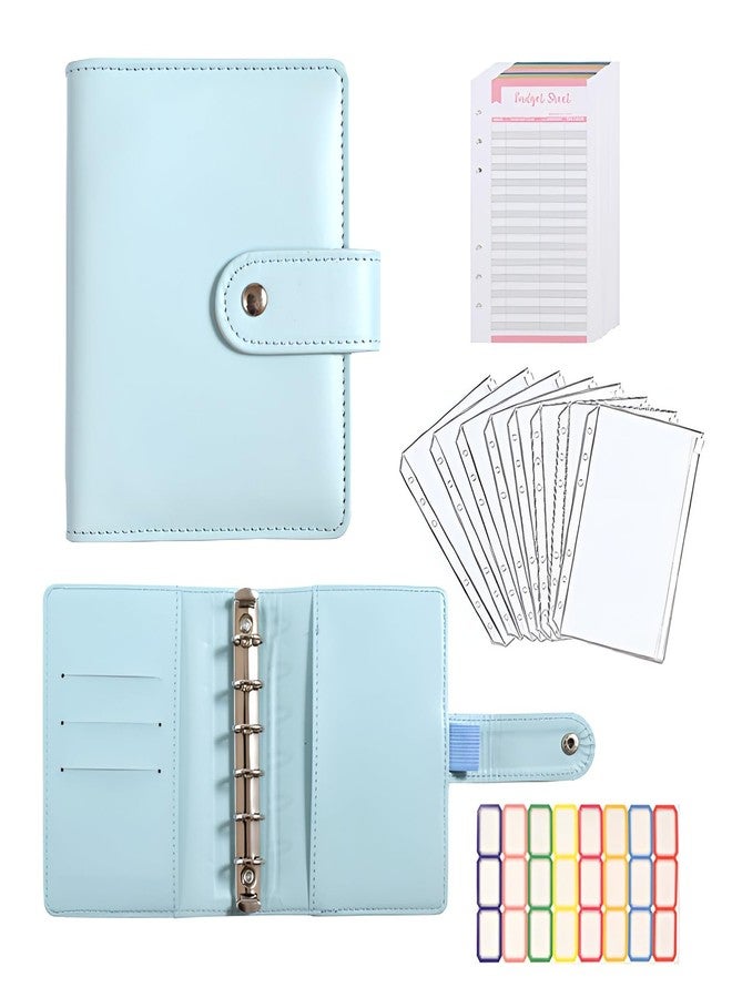 eleger A7 Budget Binder Set - Mini Money Organizer for Cash Saving, Cash Stuffing Envelope System, Planner Binders with Pockets, Sheets and Stickers, Blue - Image 1
