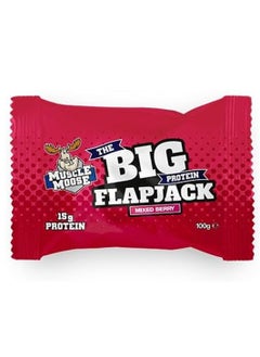 Food Factor Muscle Moose Big Protein Flapjack, Protein Oat Bar, Oatmeal 15g Protein (PACK OF 1, MIXED BERRY)