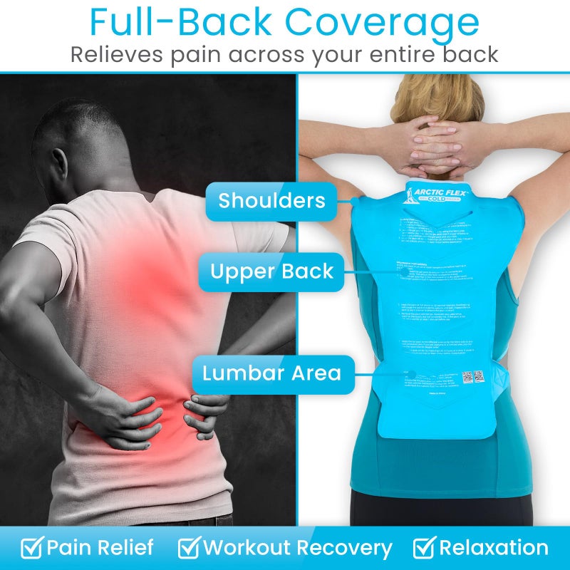 Arctic Flex Artic Flex Large Ice Pack for Back - Full Back Ice Pack Wrap for Pain Relief - Reusable Cooling Pad with Straps, Extra Large and Wearable - Hot and Cold Therapy for Men & Women - for Muscle Fatigue - Image 3