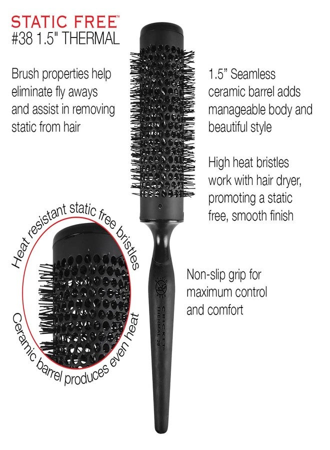 Cricket Static Free #38 1.5" Thermal Ceramic Blowout Brush - Styling Hair Brush for Blow Drying, Seamless Ceramic Barrel & Heat-Resistant Bristles - All Hair Types - Image 3