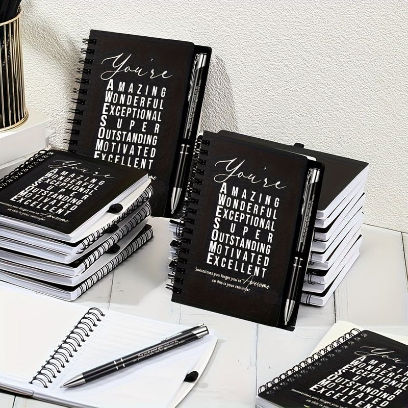 8 Sets Black Motivational Notebook And Pen Combo For Colleagues Friends Teachers Students Gifts - Image 2