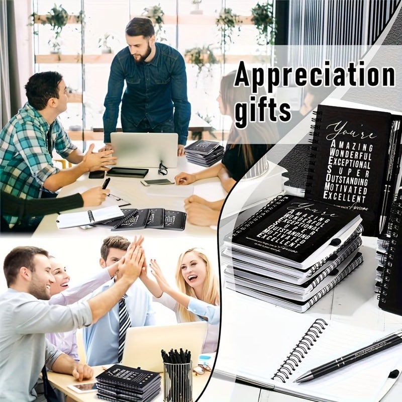 8 Sets Black Motivational Notebook And Pen Combo For Colleagues Friends Teachers Students Gifts - Image 5