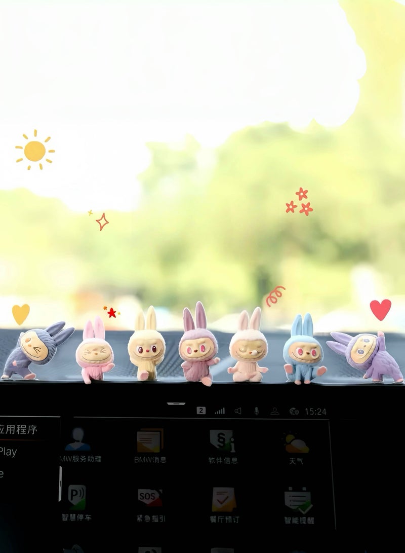 2 Piece Cute Pink & Beige Labubu Car Dashboard Decor – Adorable Gift Ornament for Friends and Loved Ones - Image 5