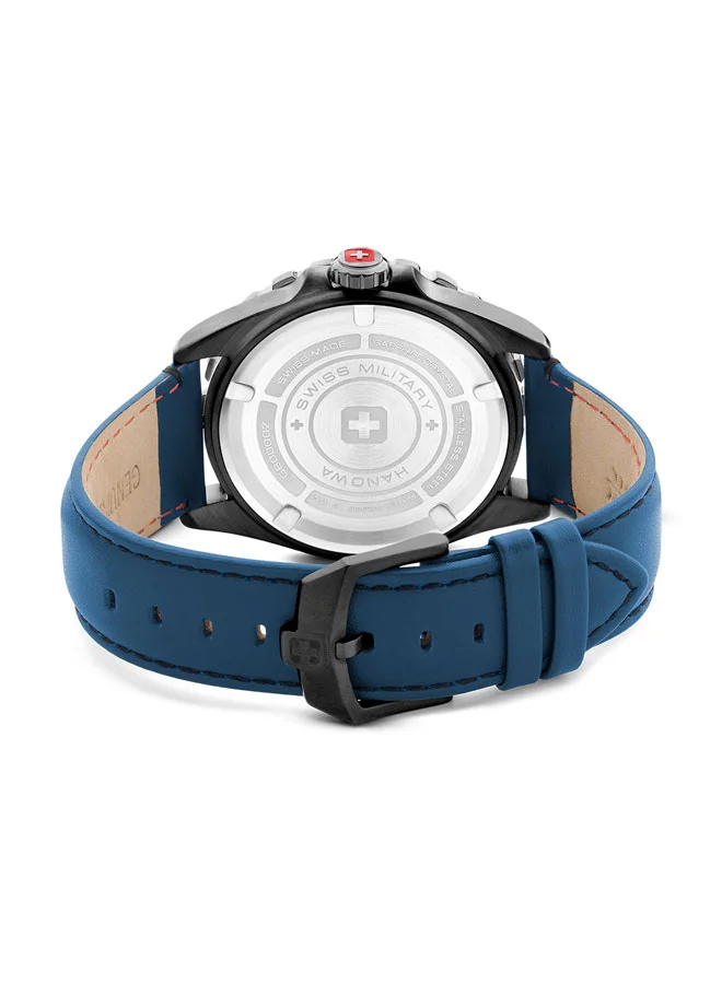 SWISS MILITARY HANOWA Swiss Military Carbon Peak Watch For Men With Blue Leather Strap 44mm 10ATM - SMWGB0000250