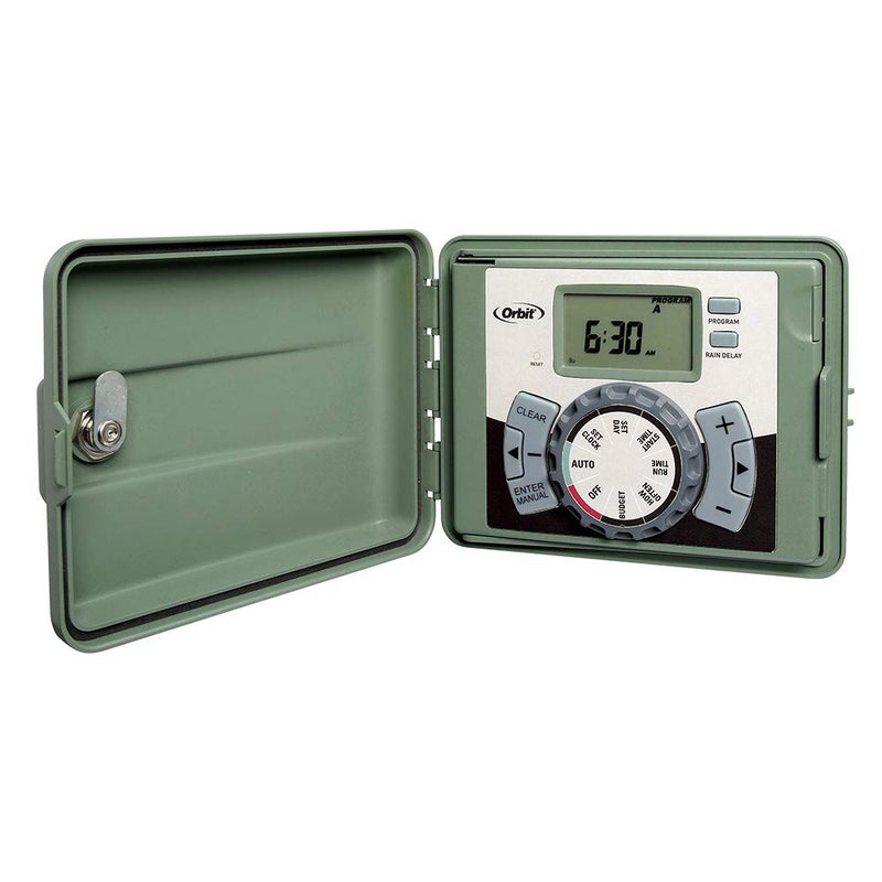 Orbit 57896 6-Station Outdoor Swing Panel Sprinkler System Timer  6-Station Green - Image 1