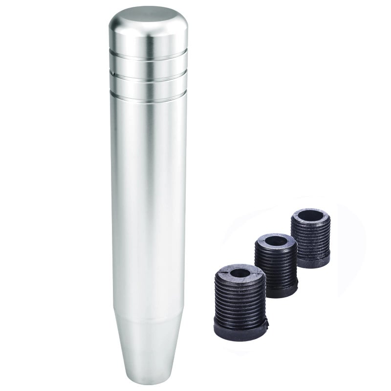 Arenbel 7" Polished Aluminum Car Gear Stick Lever Shift Long Handle Weighted Shifter Knob Fit Most Manual Automatic Vehicles, Silver - Image 1