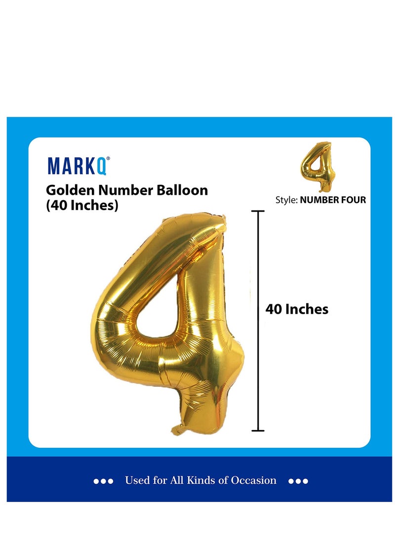 MARKQ بالونات أرقام مقاس 40 بوصة، بالونات هيليوم كبيرة من رقائق الذهب لتزيين حفلات الزفاف وأعياد الميلاد (رقم 4) - Image 2