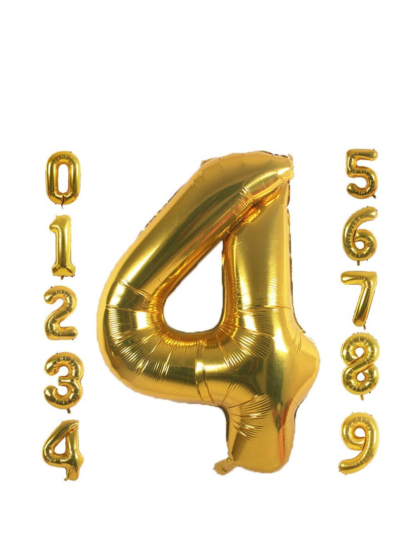 MARKQ بالونات أرقام مقاس 40 بوصة، بالونات هيليوم كبيرة من رقائق الذهب لتزيين حفلات الزفاف وأعياد الميلاد (رقم 4) - Image 1