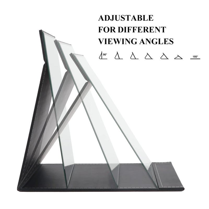 ZBEIVAN 12x9 Inches Extra Large Portable Folding Makeup Mirror, Frameless PU Leather Vanity Mirror with Stand for Desk Table Camping Travel Personal, Black - Image 5