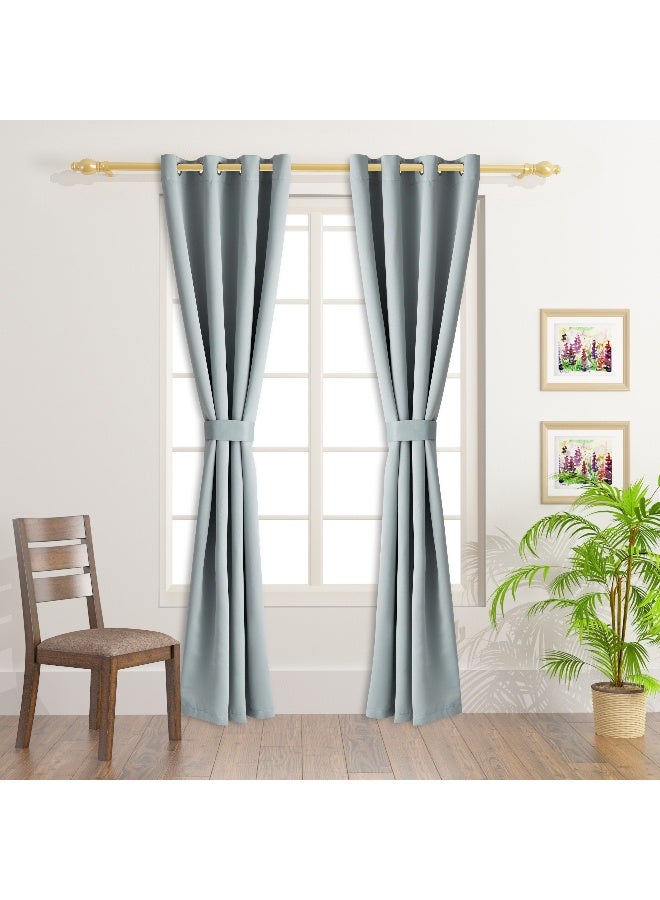 Home Box 4-Piece Solid Window Curtain Set Includes 2xCurtain 140x240cm, 2xTie Band 10x60cm - Image 2