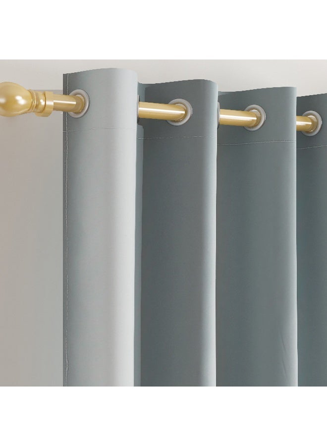 Home Box 4-Piece Solid Window Curtain Set Includes 2xCurtain 140x240cm, 2xTie Band 10x60cm - Image 3