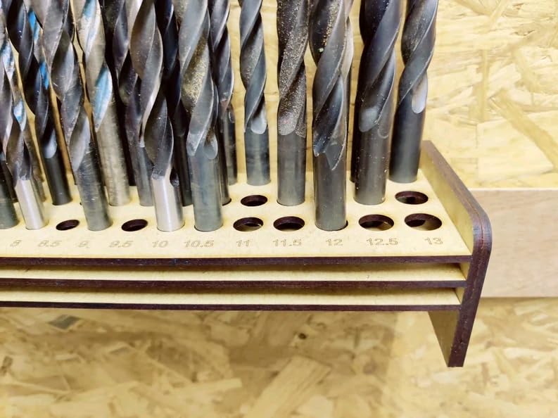 MeeCraft MeeCraft D113 French Cleat Mounting System Wooden Drill Bit Holder Hardware Tools Organizer and Stand for Workshops Workbench Countertop Display Brown 28x85x55cm 1  - Image 5