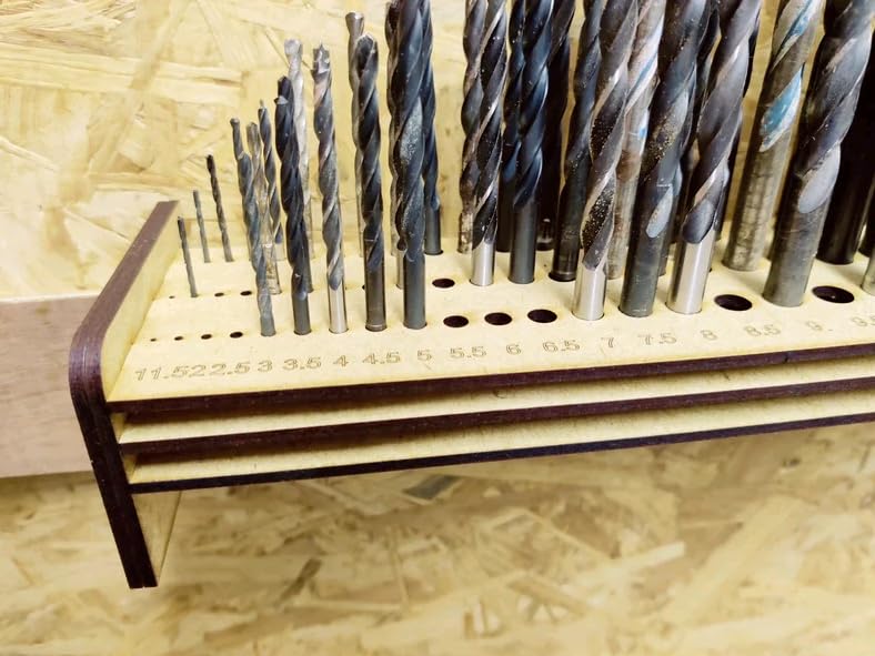 MeeCraft MeeCraft D113 French Cleat Mounting System Wooden Drill Bit Holder Hardware Tools Organizer and Stand for Workshops Workbench Countertop Display Brown 28x85x55cm 1  - Image 4