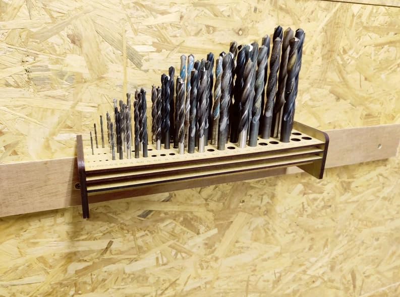 MeeCraft MeeCraft D113 French Cleat Mounting System Wooden Drill Bit Holder Hardware Tools Organizer and Stand for Workshops Workbench Countertop Display Brown 28x85x55cm 1  - Image 3
