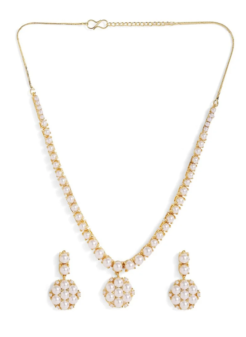 برياسي Plated Pearls Beaded Jewellery Set