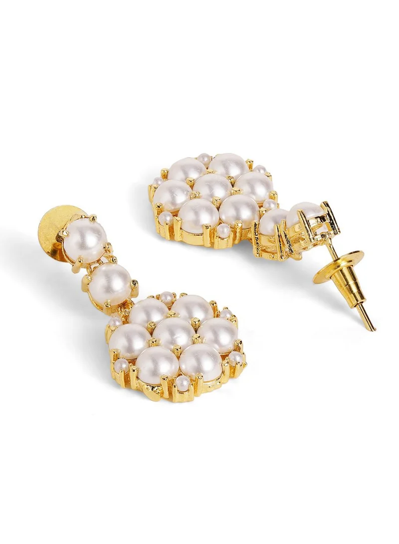 Priyaasi Twin Peacocks Kundan Stone Studded Beaded Chandbalis