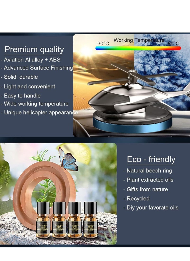 ELTRAZONE Car Air Fresheners – Solar Powered Rotating Incense Helicopter Diffuser, Al Alloy, Stylish Home & Car Décor Accessories, Blue, Eco-Friendly Air Purifier, Aromatherapy for Car & Home, Unique Gift Idea - Image 4