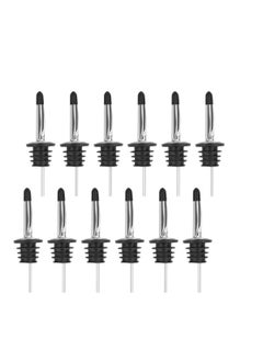 SYOSI 12PCS Stainless Steel Liquor Bottle Pourers Pourers with Siamese Rubber Dust Caps, Olive Oil and Vinegar Tapered Stopper Spout Liquor Pourers Dust Caps Covers with Rubber Dust Caps  - Image 1