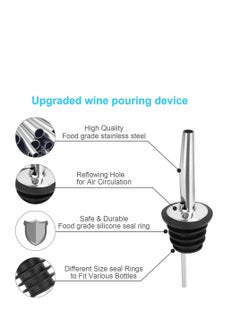 SYOSI 12PCS Stainless Steel Liquor Bottle Pourers Pourers with Siamese Rubber Dust Caps, Olive Oil and Vinegar Tapered Stopper Spout Liquor Pourers Dust Caps Covers with Rubber Dust Caps  - Image 3
