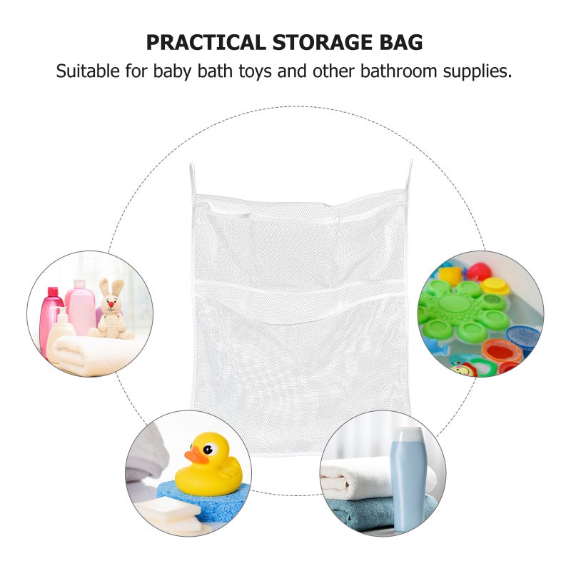 8Pcs/Set Bathroom Baby Toys Storage Pouch Household Hanging Net Bag Sticky Hook - Image 5