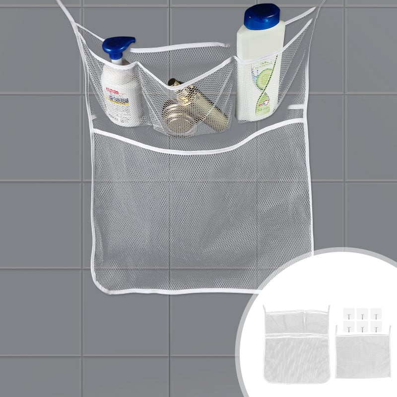 8Pcs/Set Bathroom Baby Toys Storage Pouch Household Hanging Net Bag Sticky Hook - Image 1