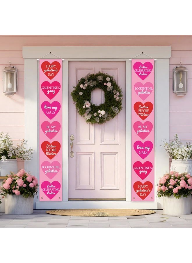 Landical Happy Galentine's Day Conversation Hearts Door Banner 72x12 Inch Galentines Valentine's Day Banner Decorations Women Ladies Celebration Party Decor Girl's Night Bachelorette Party Supplies - Image 1