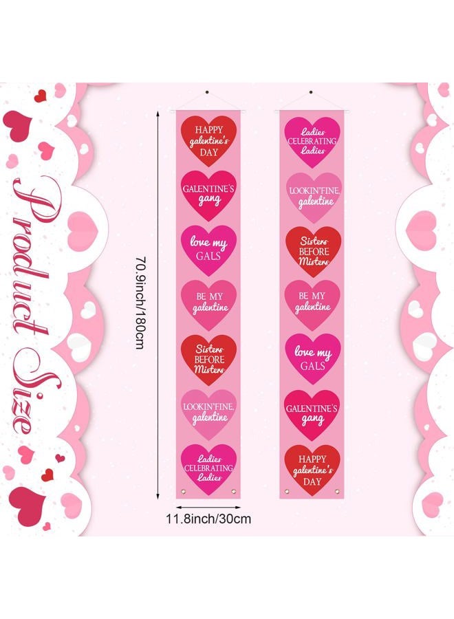 Landical Happy Galentine's Day Conversation Hearts Door Banner 72x12 Inch Galentines Valentine's Day Banner Decorations Women Ladies Celebration Party Decor Girl's Night Bachelorette Party Supplies - Image 2