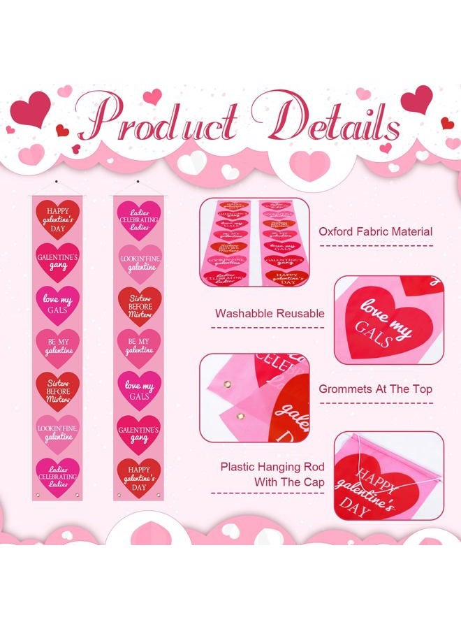 Landical Happy Galentine's Day Conversation Hearts Door Banner 72x12 Inch Galentines Valentine's Day Banner Decorations Women Ladies Celebration Party Decor Girl's Night Bachelorette Party Supplies - Image 3