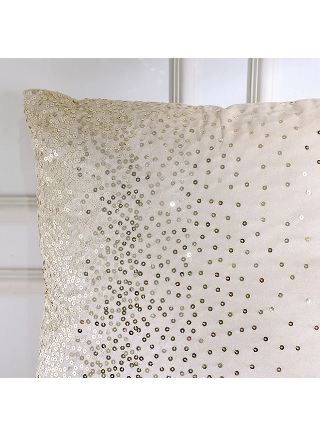 DANUBE HOME Danube Home Gleam Embroidered Cushion Cover - Beige/Gold - 45x45 cm | Polyester Decorative Lightweight Throw Pillow For Sofas, Couches, Beds For Living Room
