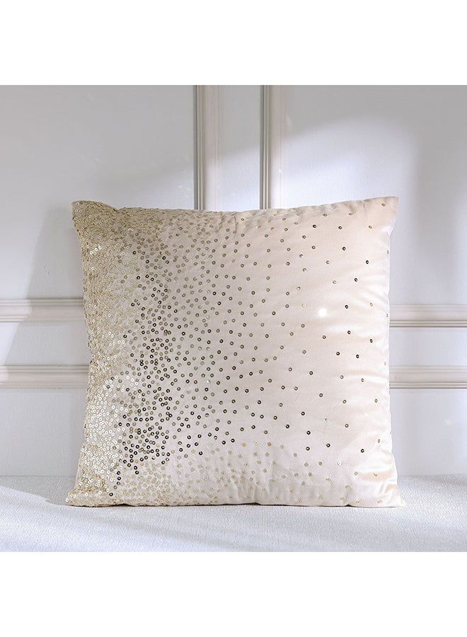 DANUBE HOME Danube Home Gleam Embroidered Cushion Cover - Beige/Gold - 45x45 cm | Polyester Decorative Lightweight Throw Pillow For Sofas, Couches, Beds For Living Room  - Image 1