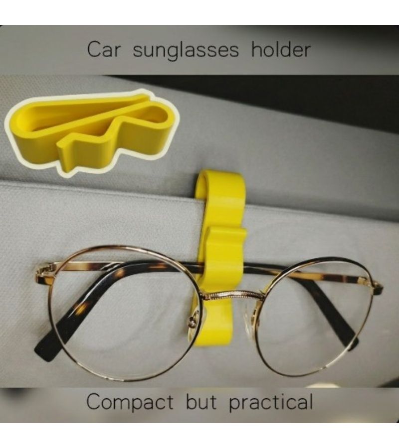 Yellow 3D Printed Car Eyeglass Holder Sun Visor Organizer - Image 1
