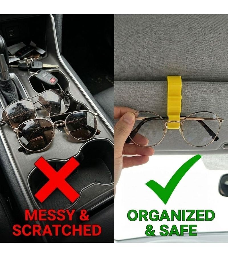 Yellow 3D Printed Car Eyeglass Holder Sun Visor Organizer - Image 5