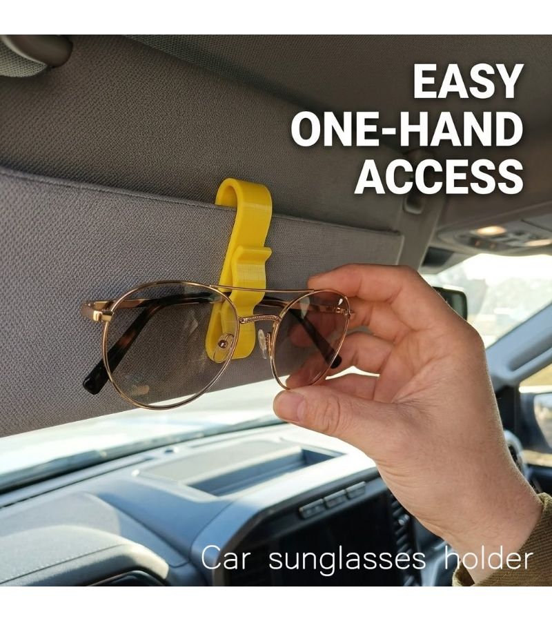 Yellow 3D Printed Car Eyeglass Holder Sun Visor Organizer - Image 2