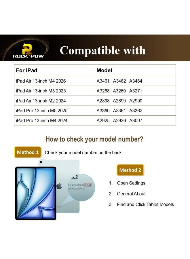 روك بو واقي شاشة واحد لجهاز iPad Air مقاس 13 بوصة (M4/M3/M2) 2026/2025/2024، واقي شاشة لجهاز iPad Pro مقاس 13 بوصة (M5/M4) 2025/2024، طبقة حماية من الزجاج المقوى لحماية شاشة iPad Pro مقاس 13 بوصة/Air مقاس 13 بوصة - Image 2