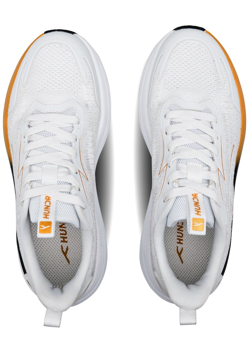HUNDRED Hundred Softstride  Multipurpose Shoes | Running, Walking, Training, Gym & Jogging | Active Grip Rubber Technology | Heel Shield Protection (White/Gold/Black - EUR 41)  - Image 4