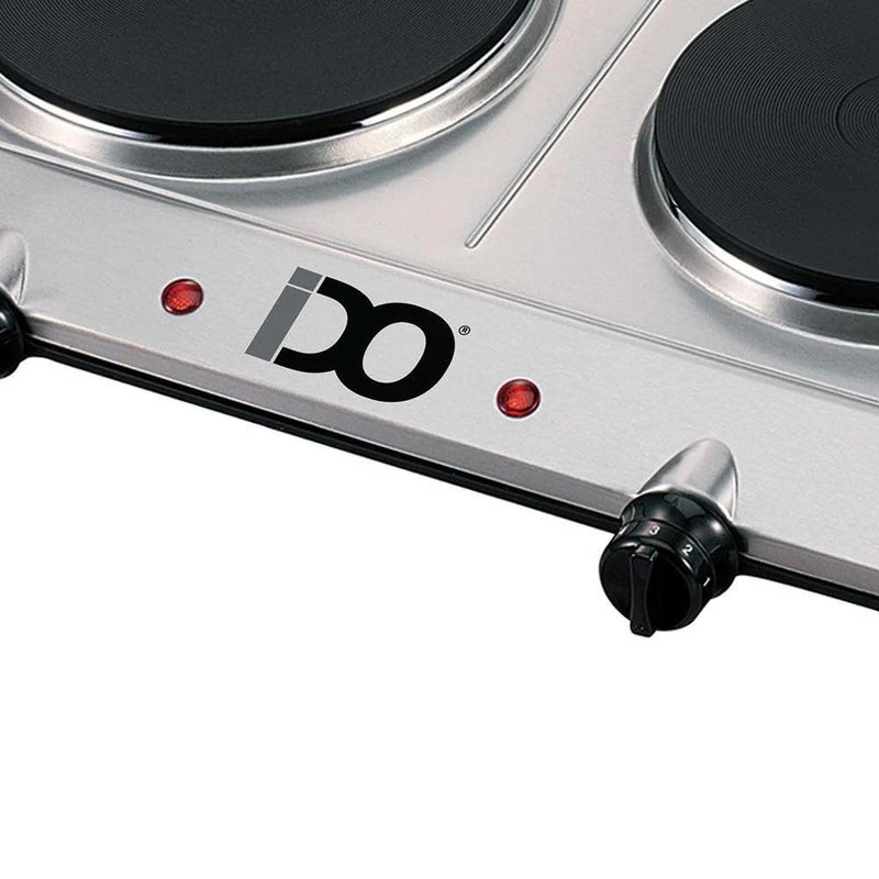 IDO Electric Hot Plate 1500 Watt 2 Burners/2 Eyes, quick heating, 5 temperature levels, Silver - HP2E1500-SV