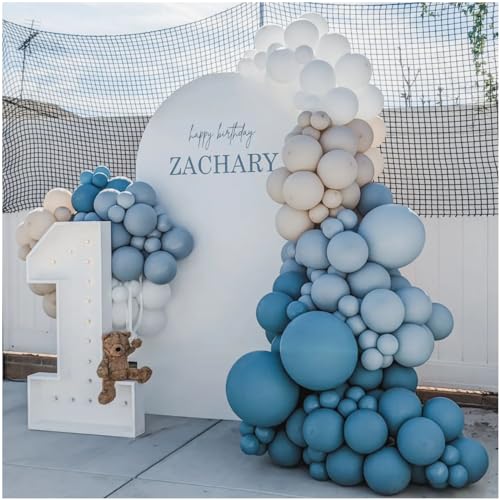 IHEPYQ Dusty Blue Balloon Garland Kit  137pcs Balloon Arch kit with Dusty Baby Blue Sand White White Balloons  Perfect for Baby Shower Wedding Boy Birthday Decoration - Image 1
