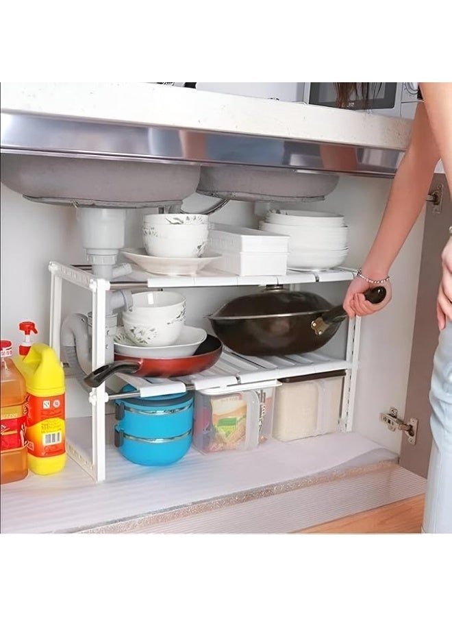 Adjustable Under-Sink Kitchen Storage Rack | Pool Space Arrangement Frame - Image 1