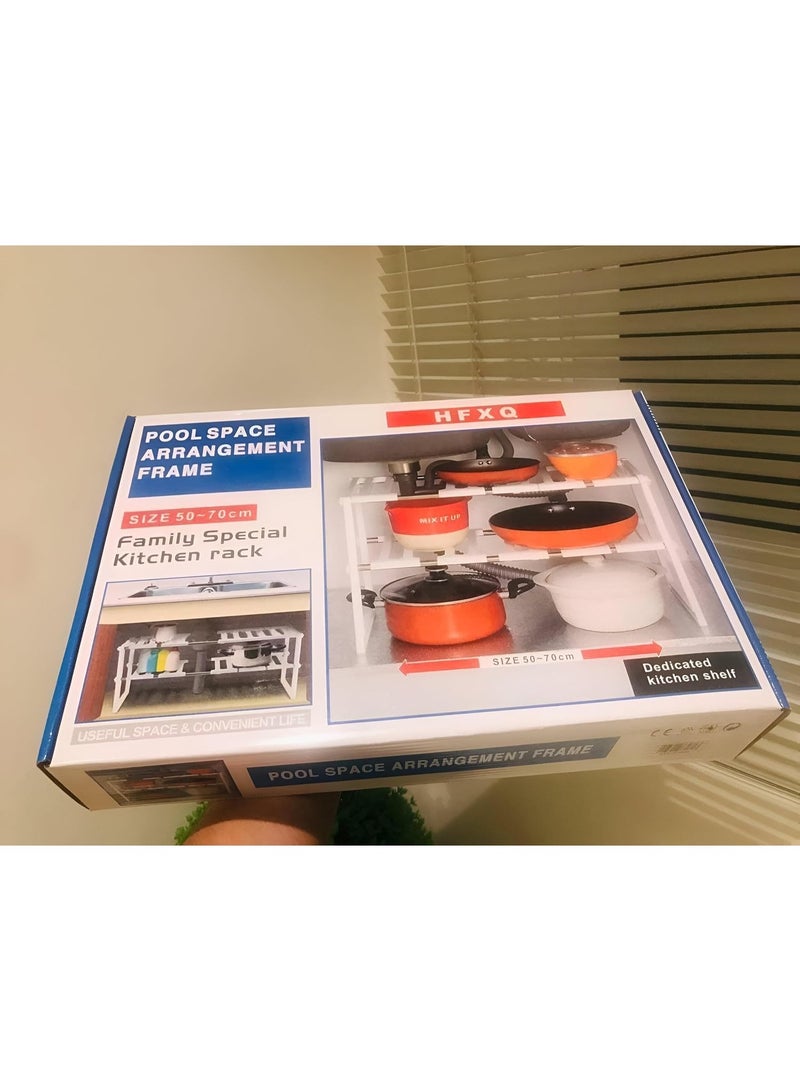 Adjustable Under-Sink Kitchen Storage Rack | Pool Space Arrangement Frame - Image 2